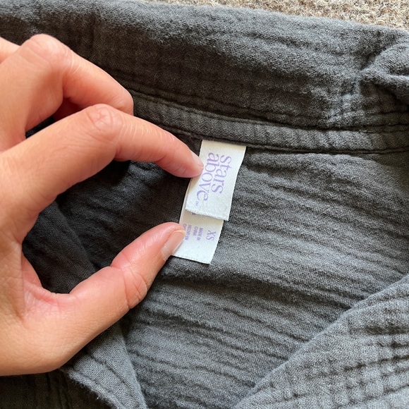 Dark Grey 2 Piece Sleep Set Short Sleeve Top + Drawstring Shorts Size XS Pajamas - Picture 9 of 12